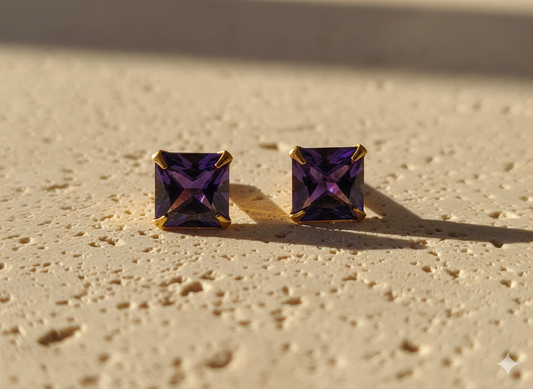 Square stone eartops