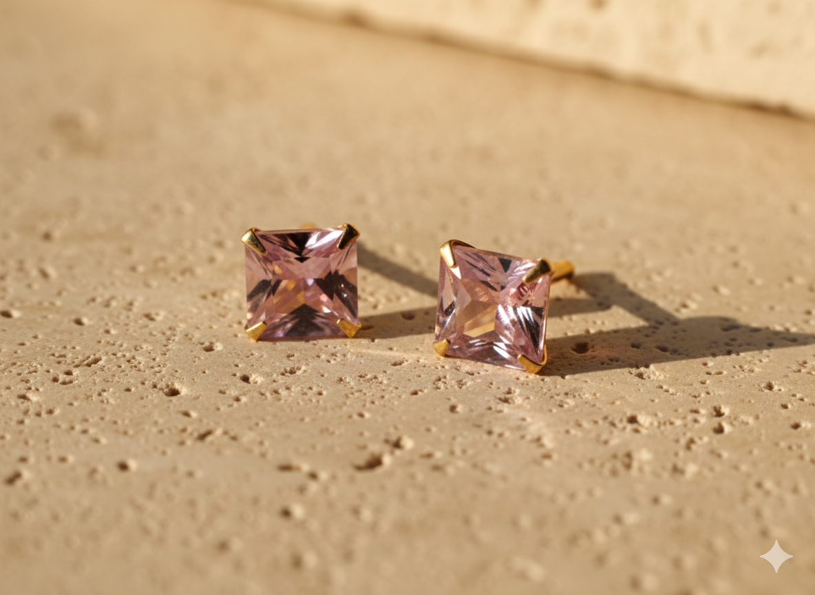 Square stone eartops