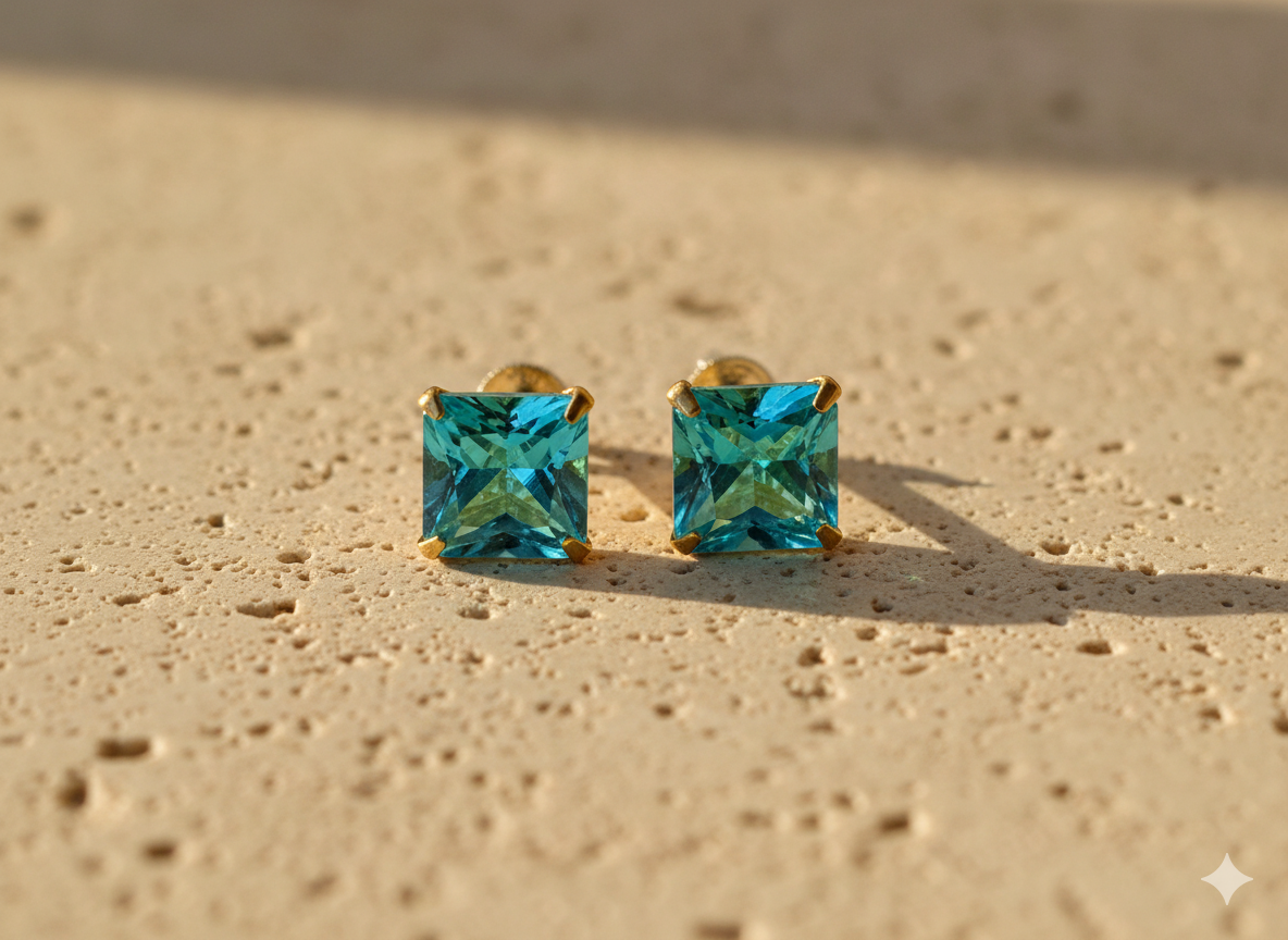 Square stone eartops