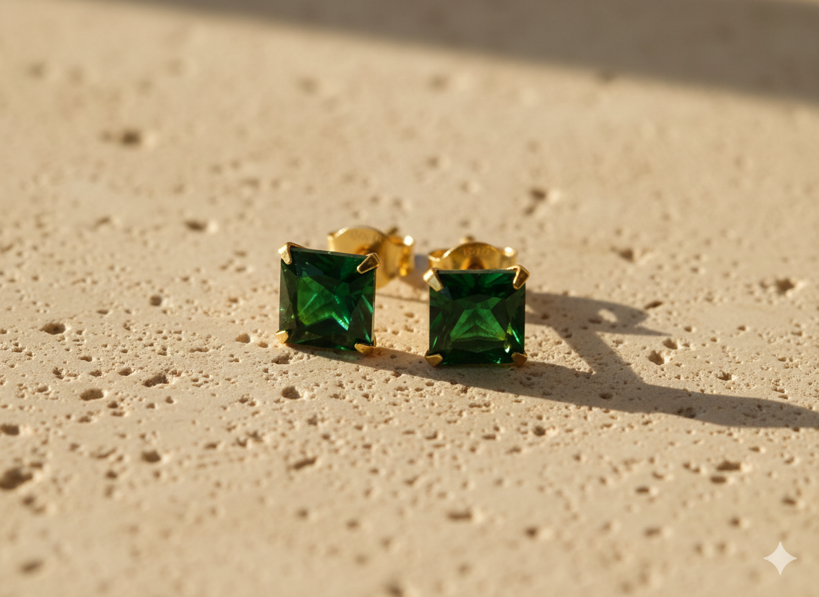 Square stone eartops