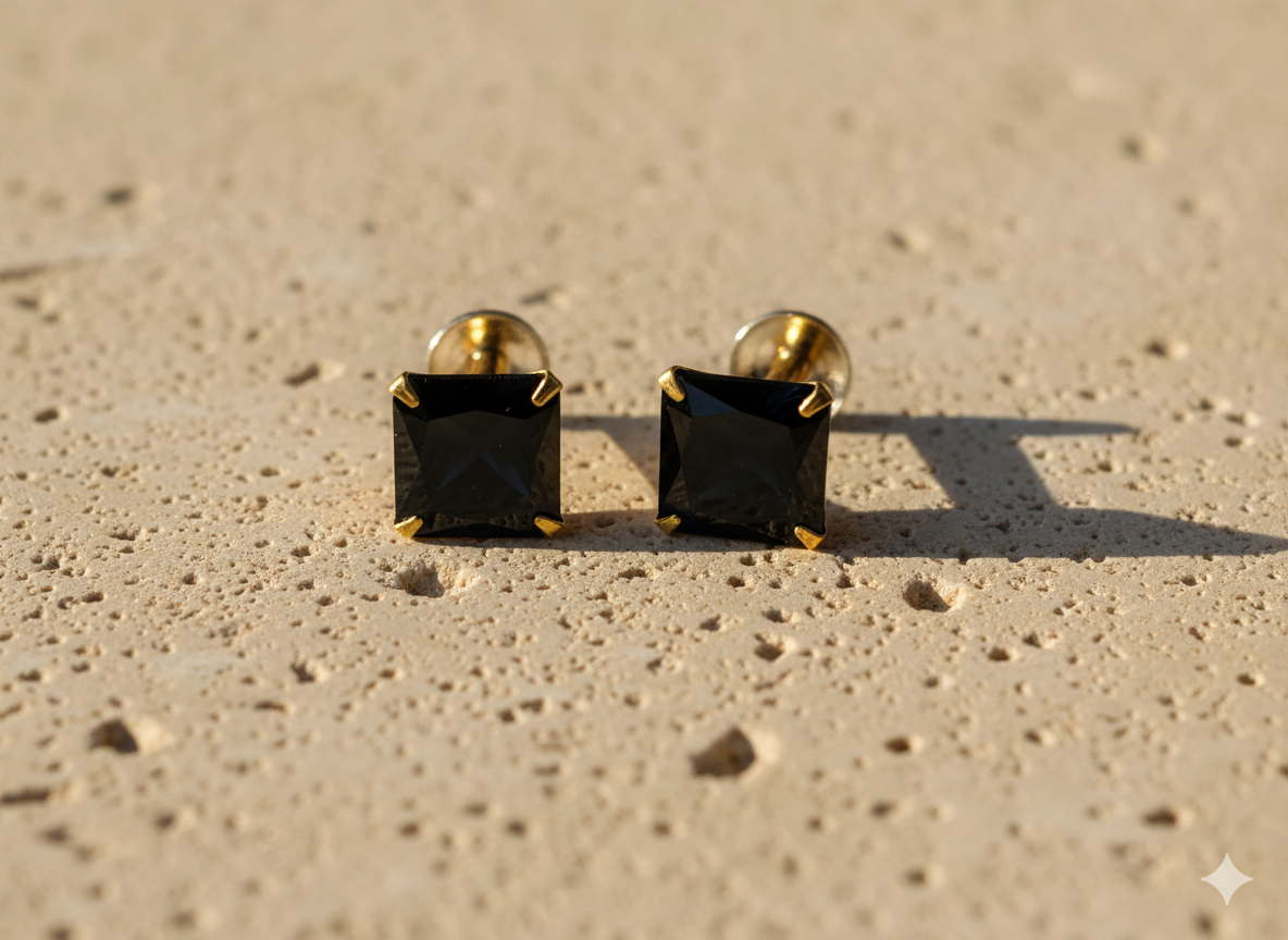 Square stone eartops