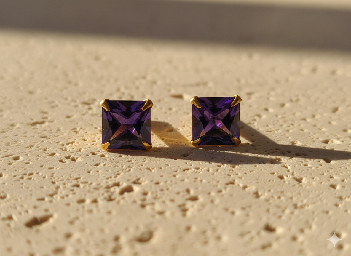 Square stone eartops