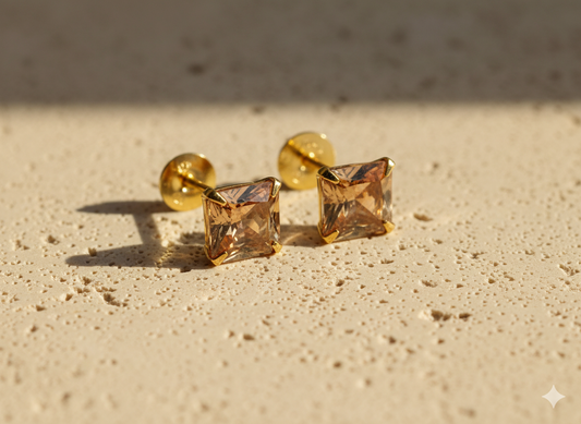 Square stone eartops