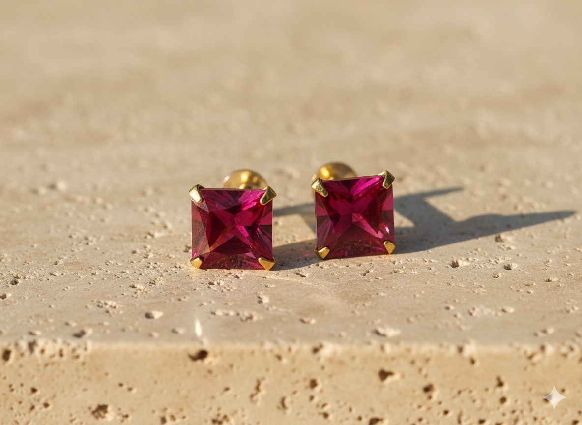 Square stone eartops