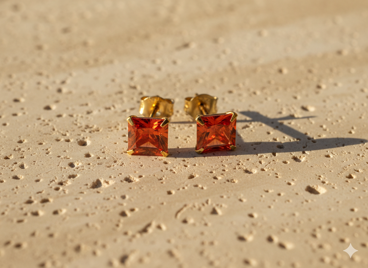 Square stone eartops